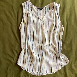Banana Republic Navy Stripe V-Neck Sleeveless Blouse